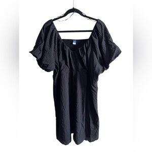 Old Navy Black Smocked Puff Sleeve Dress XXL